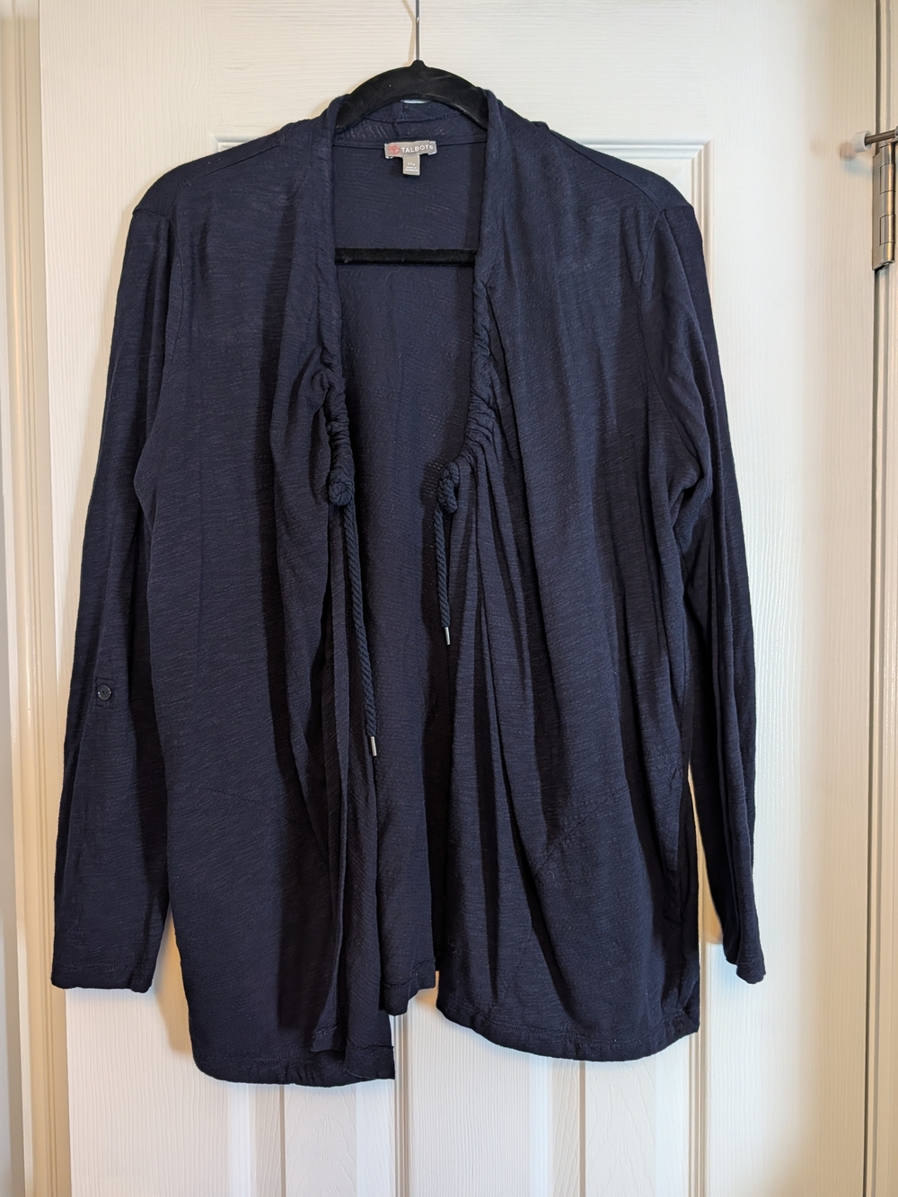 Talbots Navy Tie-Front Open Cardigan
